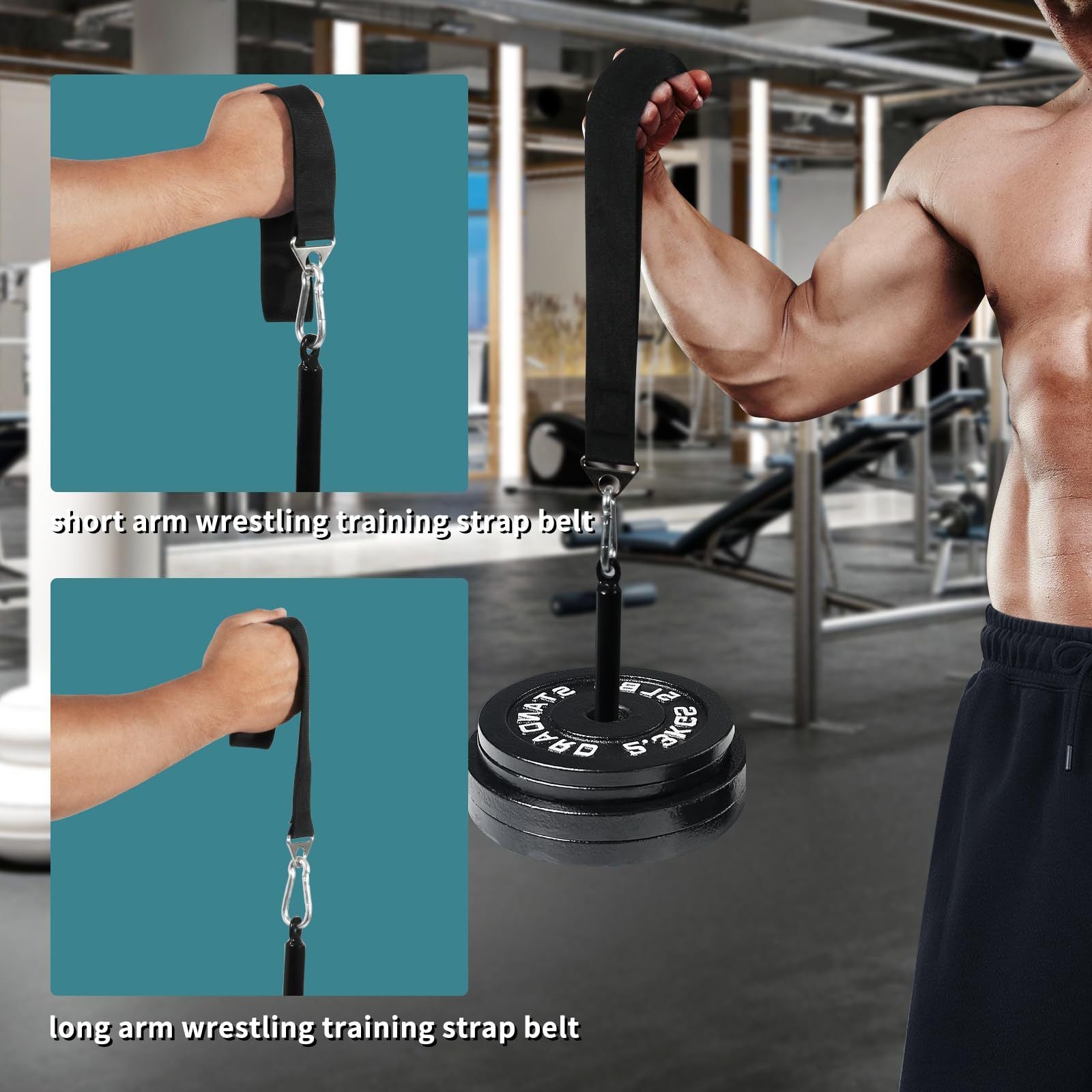 Arm Wrestling Training Strap Belt Hand Grip Arm Finger Forearm Exerciser Strengthener for Cable Machine and Free Weight