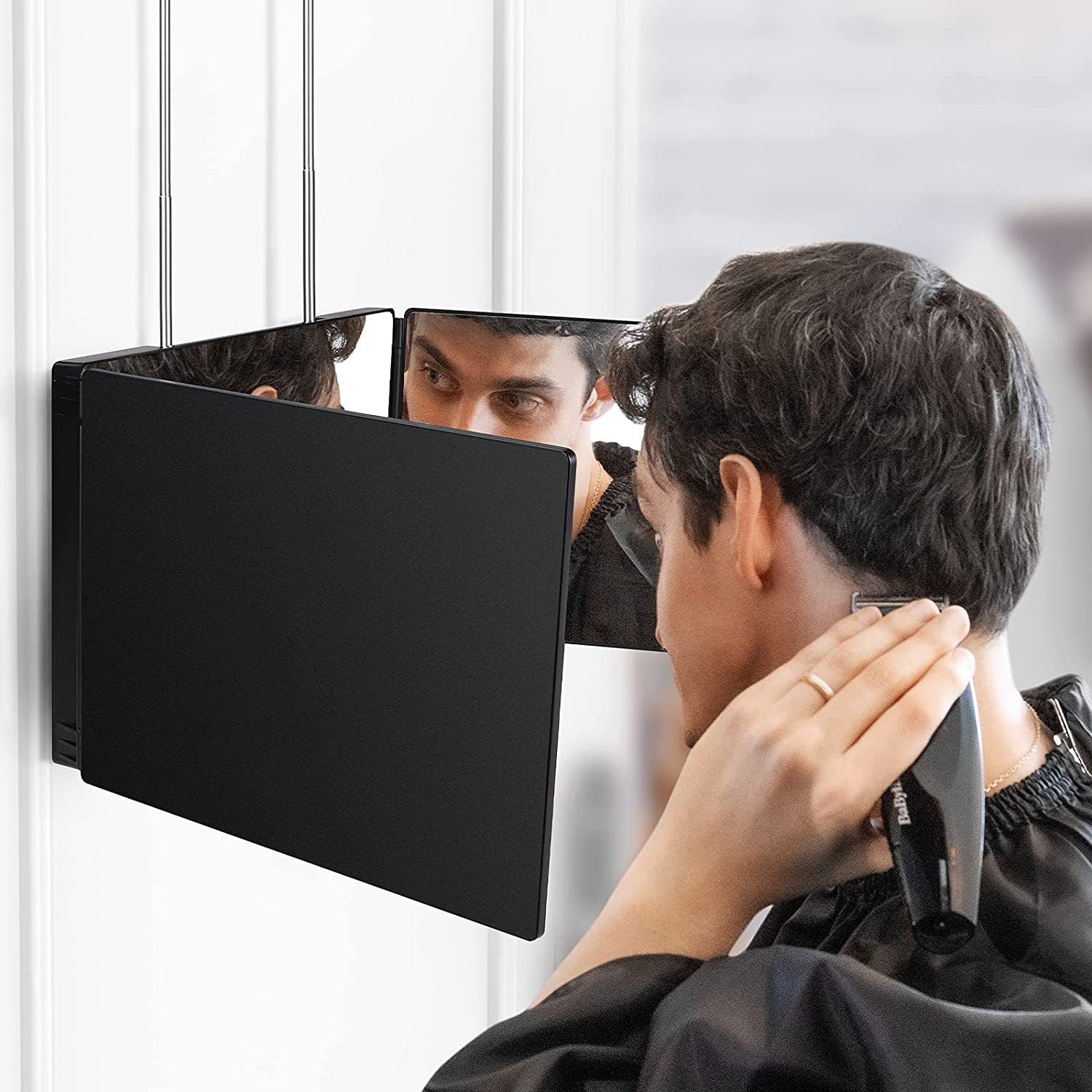Self-Cut System 3 Way Mirror with LED Lights – Trifold Self Cut Barber Mirror for Men and Women, 360 View for Easy Haircuts, Travel Friendly - Three Way Design for Grooming and Styling