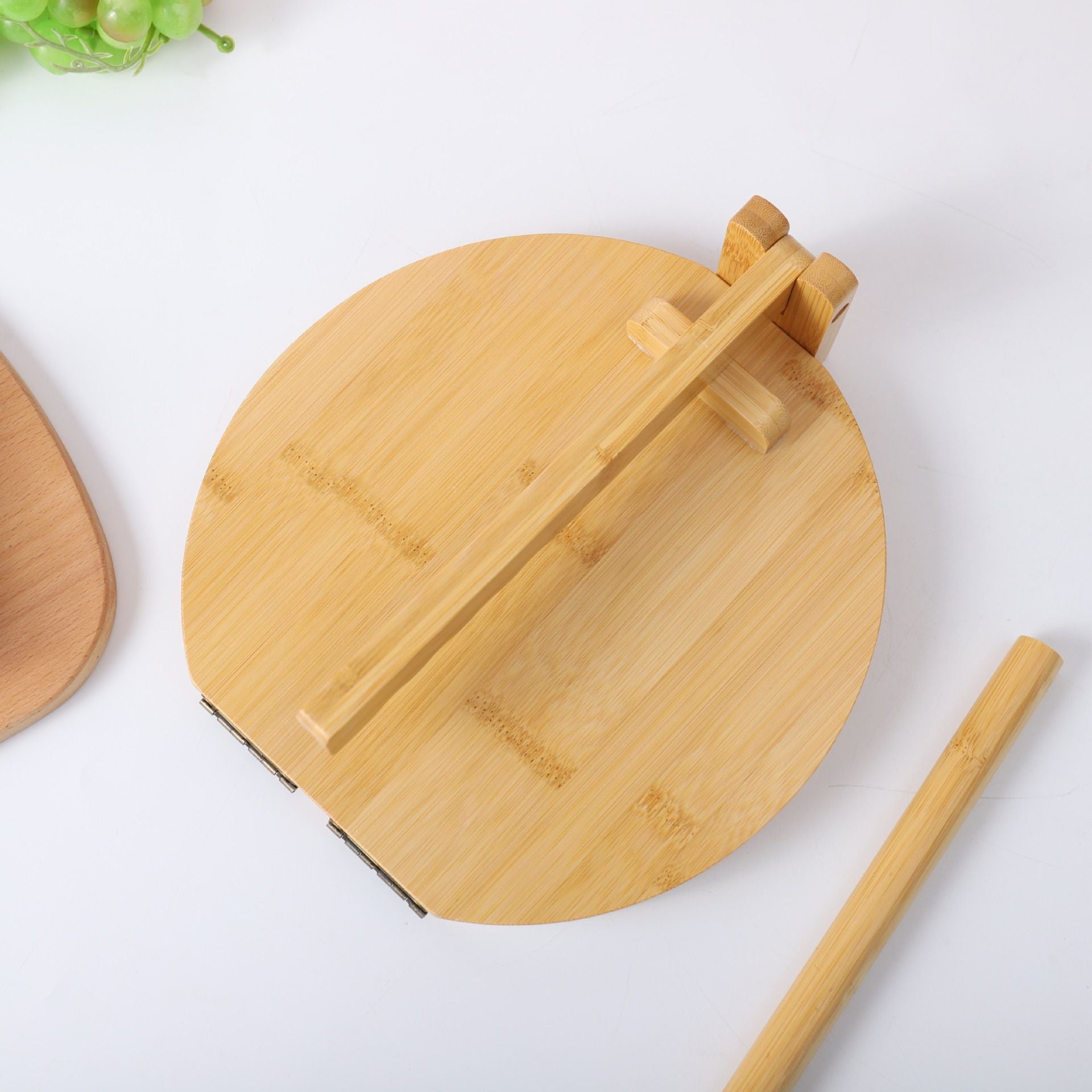 Tortilla Press  Bamboo Tortilla Maker  Mexican Tortillera Presser Homemade Tortillas  Dough Press  Wooden Corn Tortilla Maker Quesadilla Maker Rotatable Roti Maker with Parchment Paper & Dough