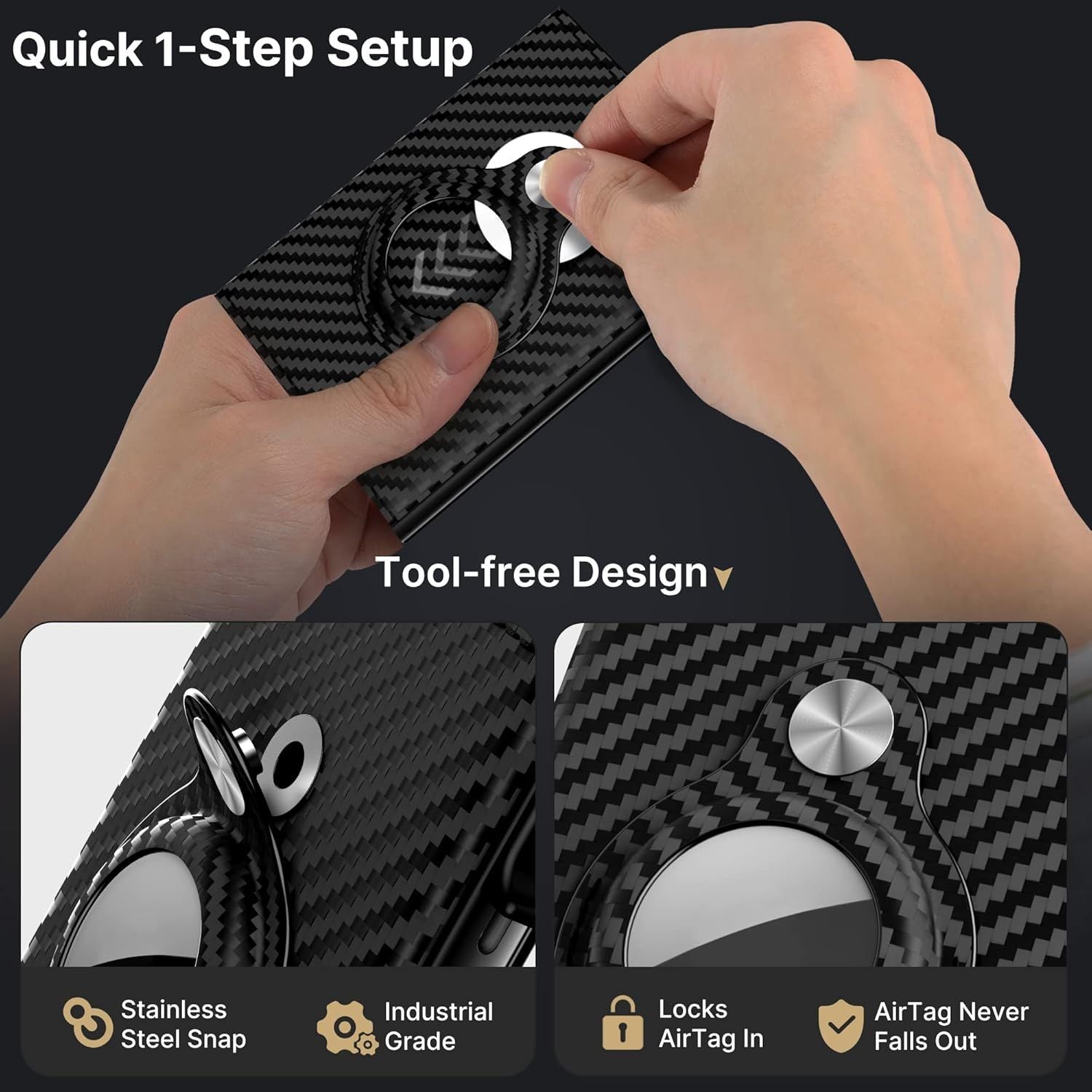 Wallet for Men: Compatible with Apple AirTag (1st & 2nd Generation), RFID Blocking, Genuine Leather, Slim & Minimalist Design - 14 Card Capacity | ID Window | Cash Slot (Carbon Fiber)