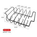 Large Non-Stick Rib Rack - Porcelain Coated Steel Roasting Stand – Holds 5 Full Rib Racks for Grilling & Barbecuing - Perfect BBQ Accessories for Smoker & Grill - Convenient Design, Black