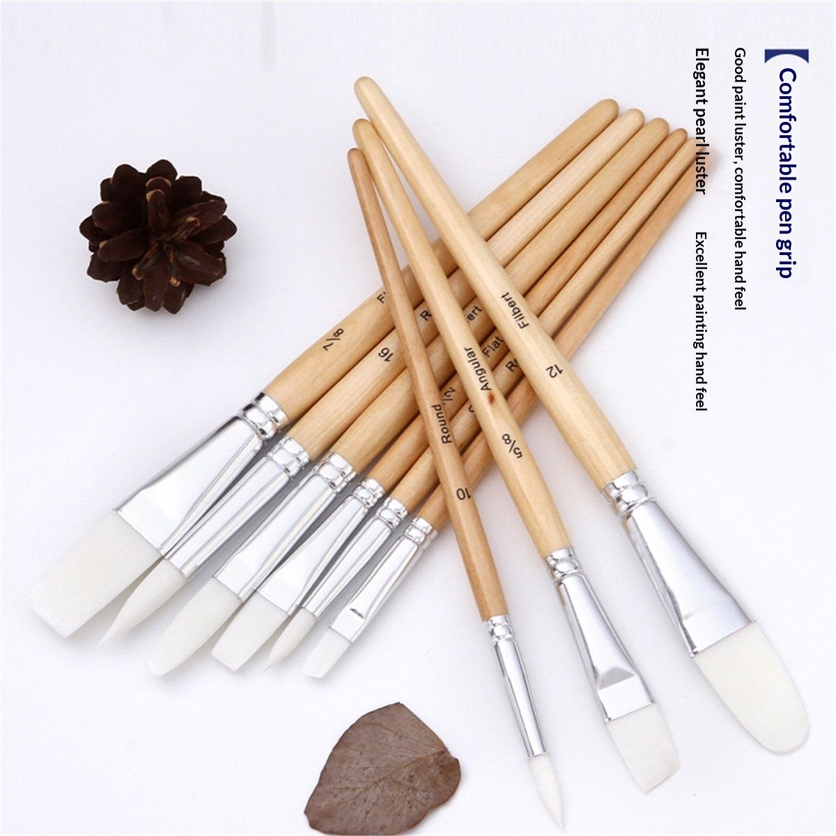 Basics Multi-shaped Polyester Paint Brushes for for Acrylic, Oil, Watercolor, Gouache, 24 count Different Sizes, Wood Color