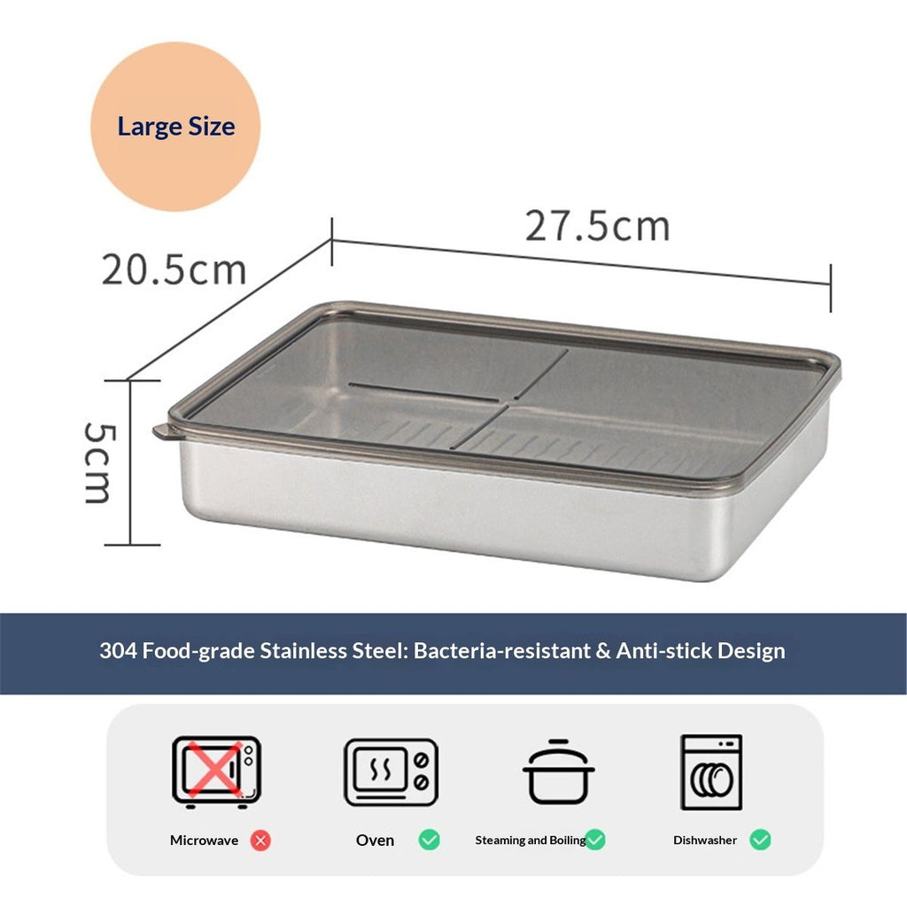 3-Piece Extra Thick 304 Stainless Steel Food Storage Containers with Non-Stick Bottom, Airtight Glass Lids & Silicone Seal, Stackable Kitchen Organization Boxes for Food Preservation