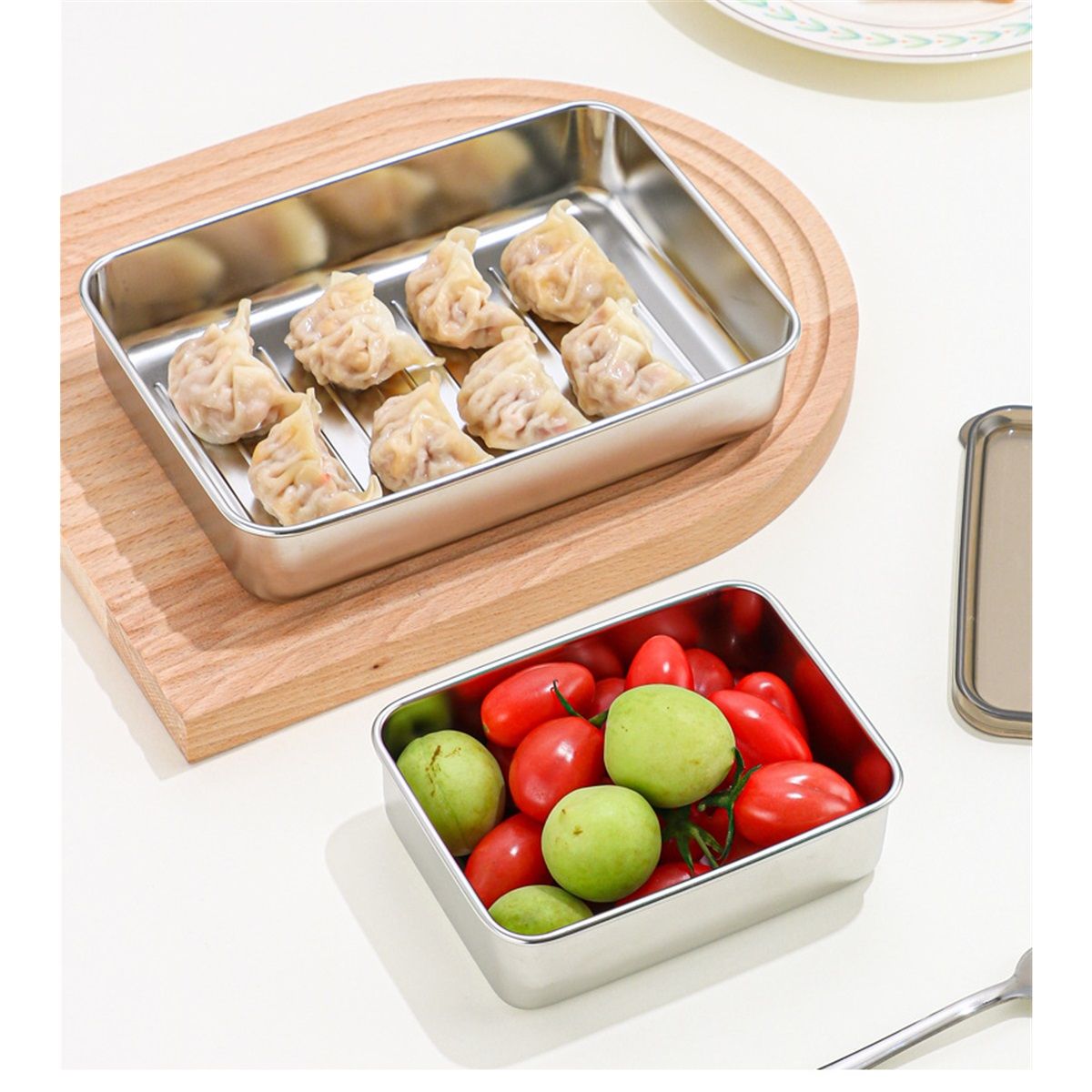 3-Piece Extra Thick 304 Stainless Steel Food Storage Containers with Non-Stick Bottom, Airtight Glass Lids & Silicone Seal, Stackable Kitchen Organization Boxes for Food Preservation