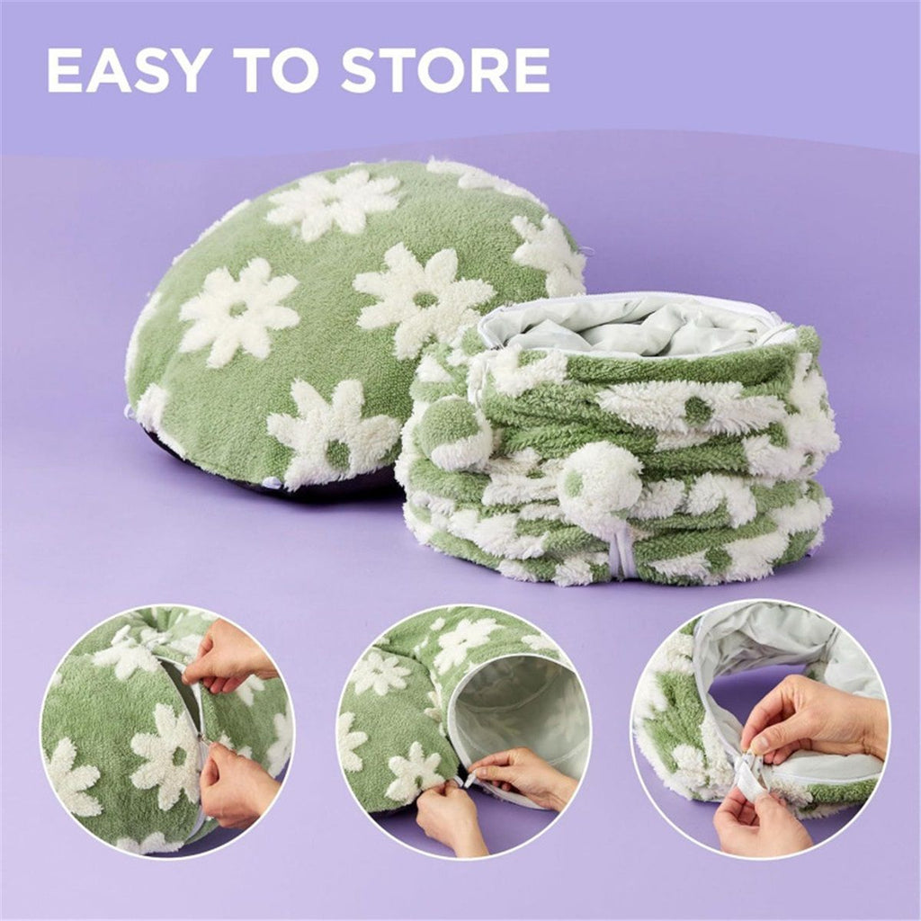 Cat Tunnel Bed for Indoor Cats - Cute Cat Donut Tunnel Toys for Small Large Cats with Washable Circle Cushion, Round Pet Peekaboo Cave Toy for Kitten/Puppy/Rabbit, Standard Flower Garden Green