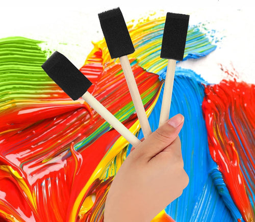 200 Pack 1 inch Foam Brush Bulk Foam Paint Brush Sponge Paint Brush with Wood Handle for Acrylics, Stains, Varnishes, Crafts
