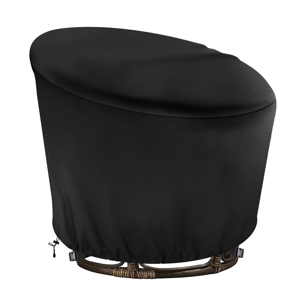 Chair Cover,Waterproof Egg Chair Cover with Zipper for Wicker Oversized Papasan Chair/Bowl Chair, Black- 47*35*18 inch