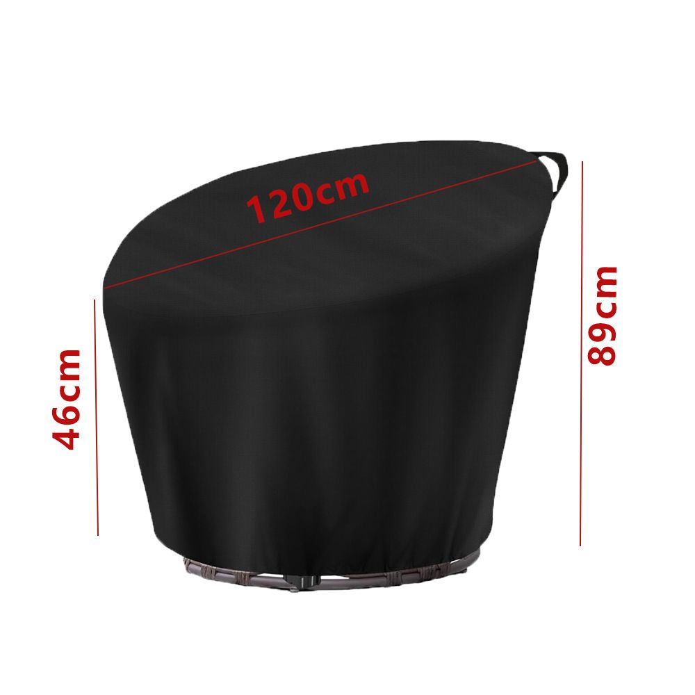 Chair Cover,Waterproof Egg Chair Cover with Zipper for Wicker Oversized Papasan Chair/Bowl Chair, Black- 47*35*18 inch
