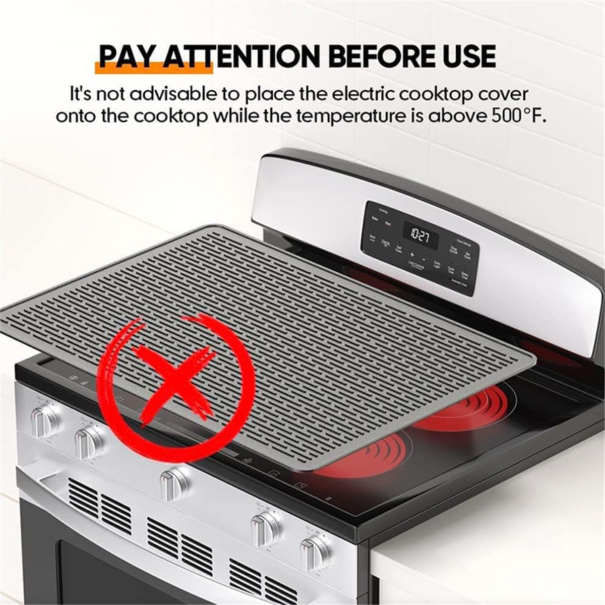 Stove Top Cover for Electric Stove - Silicone Stove Mat for Glass Top, Glass Cooktop Protector, XL Dish Drying Mats For Kitchen,Oven Covers for Electric Stove (Gray,28 x 20)