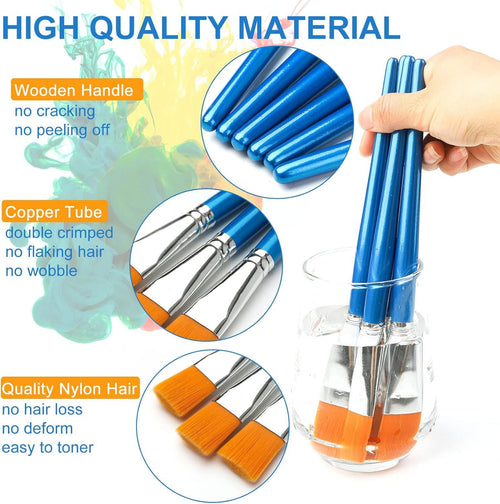 0.78 inch Flat Paint Brushes for Acrylic Painting, 32 Pieces Large Acrylic Paint Brushes Bulk for Acrylic, Watercolor, Oil, Crafts, Face Body Art