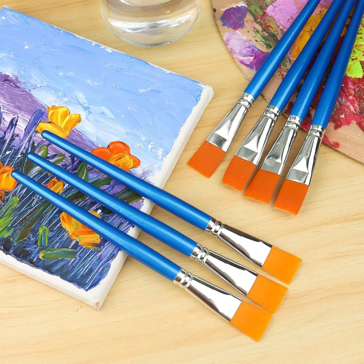 0.78 inch Flat Paint Brushes for Acrylic Painting, 32 Pieces Large Acrylic Paint Brushes Bulk for Acrylic, Watercolor, Oil, Crafts, Face Body Art