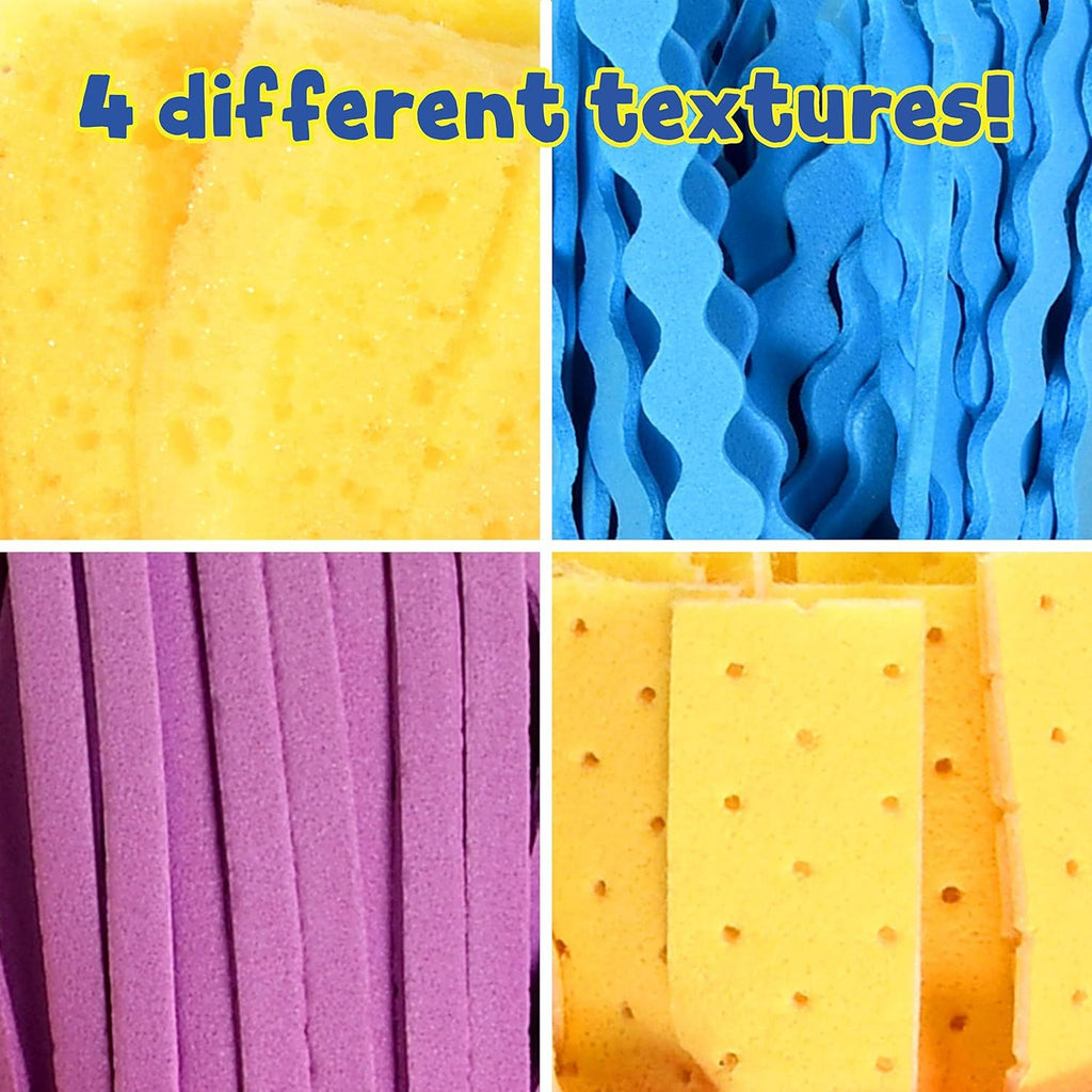 2 Set extured Art Tools - Set of 4 - Jumbo Paint Brushes for Toddlers and Kids  - DIY Patterns and Effects, Plastic, Multicolor