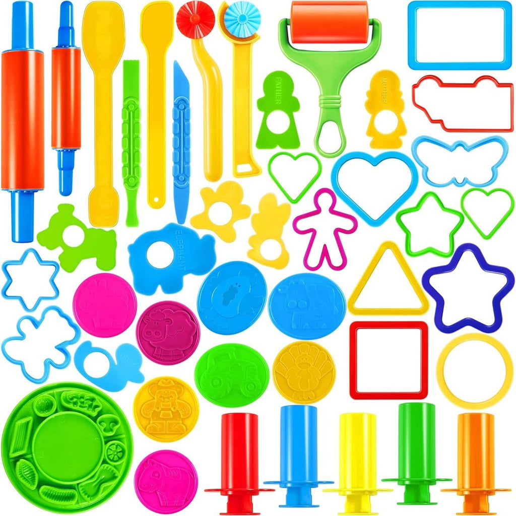44 Clay Tools Set for Kids, Clay Accessories with Various Plastic Molds, Rolling Pins, Cutters Dough Accessories Includes Cutters Roller, Rolling Pins