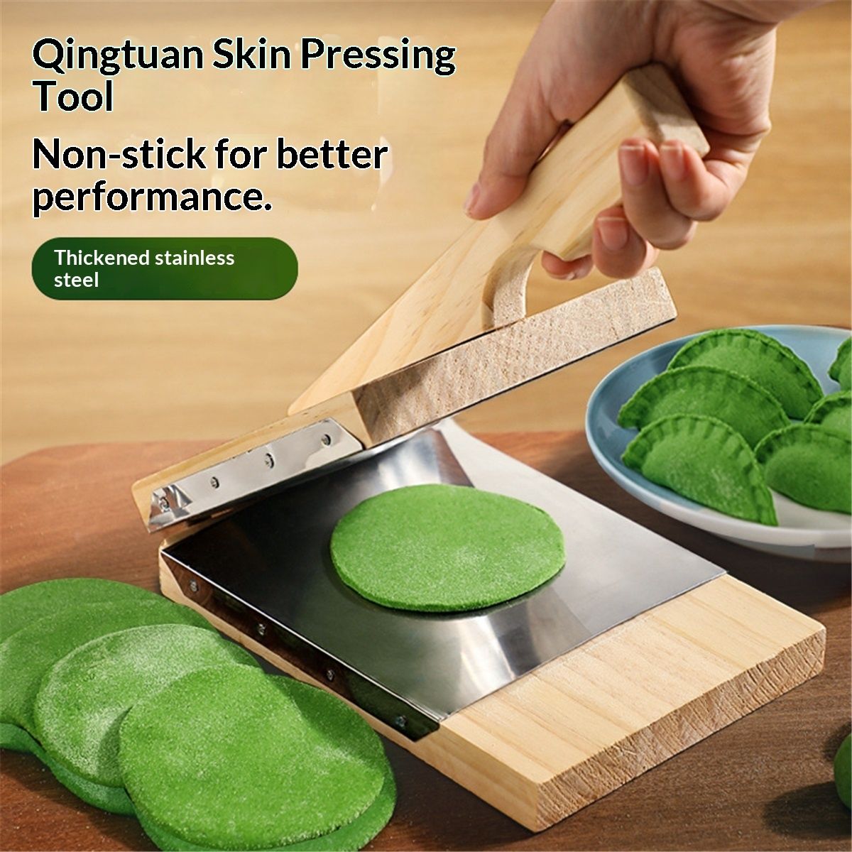 Wooden Tortilla Press Mexican Tortillera Presser Made from Natural Food-Grade Bamboo Wood  (Square 8")