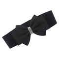 Women's Rhinestone Bow Elastic Wide Belts Stretchy Waist Buckle Belt Women's Circle Rhinestone Elastic Bow Belt Wide Stretch Belts Ladies Waist Accessories for Dress