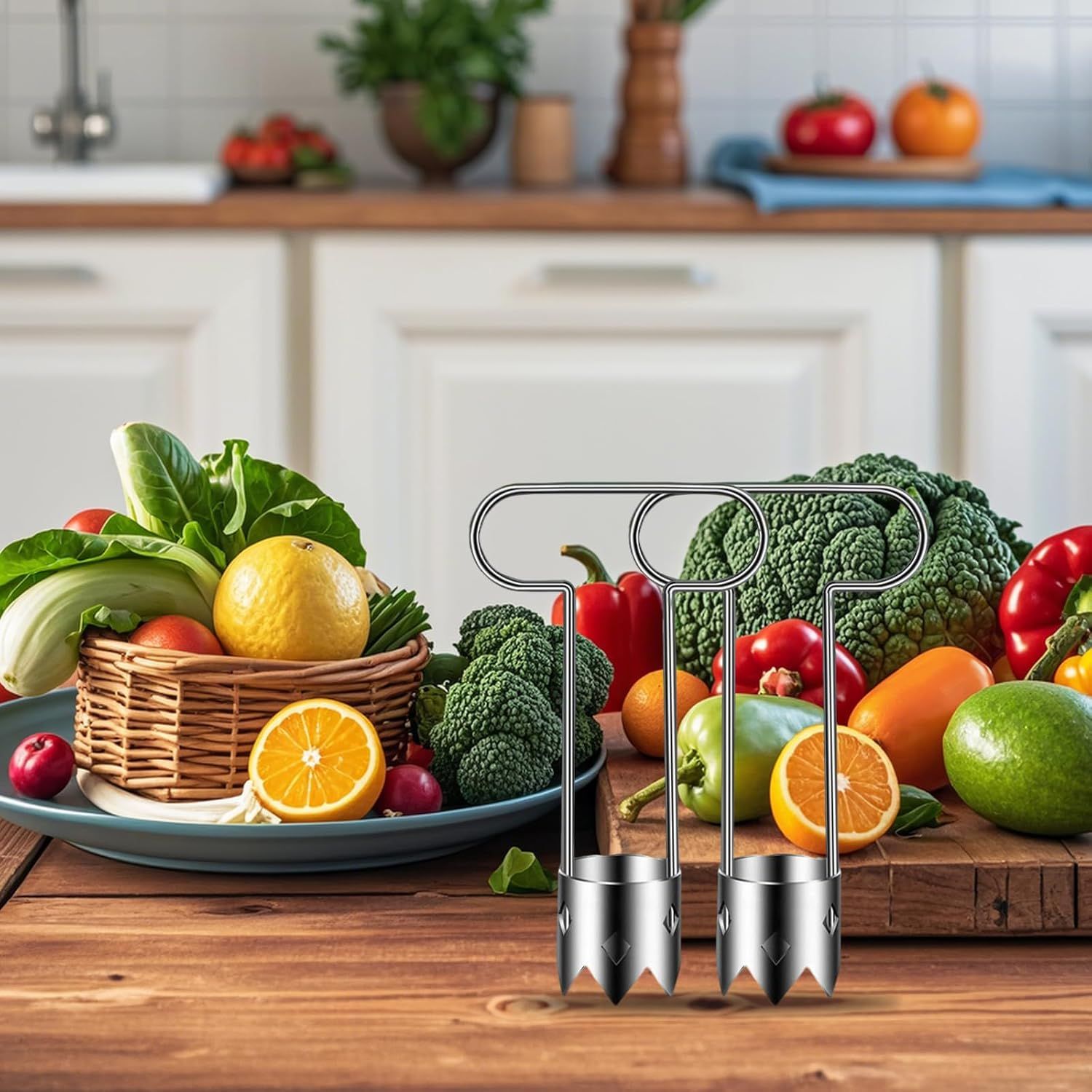 Red Bell Pepper Seed Corer,Stainless Steel Fruite Corer,Vegetable Corer Tool Cutter Pepper Seed Remover Tool,For Vegetables Fruit Corer Kitchen Gadget (4 PCS)