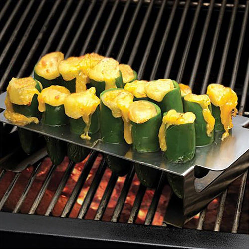 2pcs Popper Holder for Grill with Corer -18 Hole Pepper Rack and Tray with Core Tool - Perfect Popper Griller & Cooker - Dishwasher & Oven Safe pepper corer tool