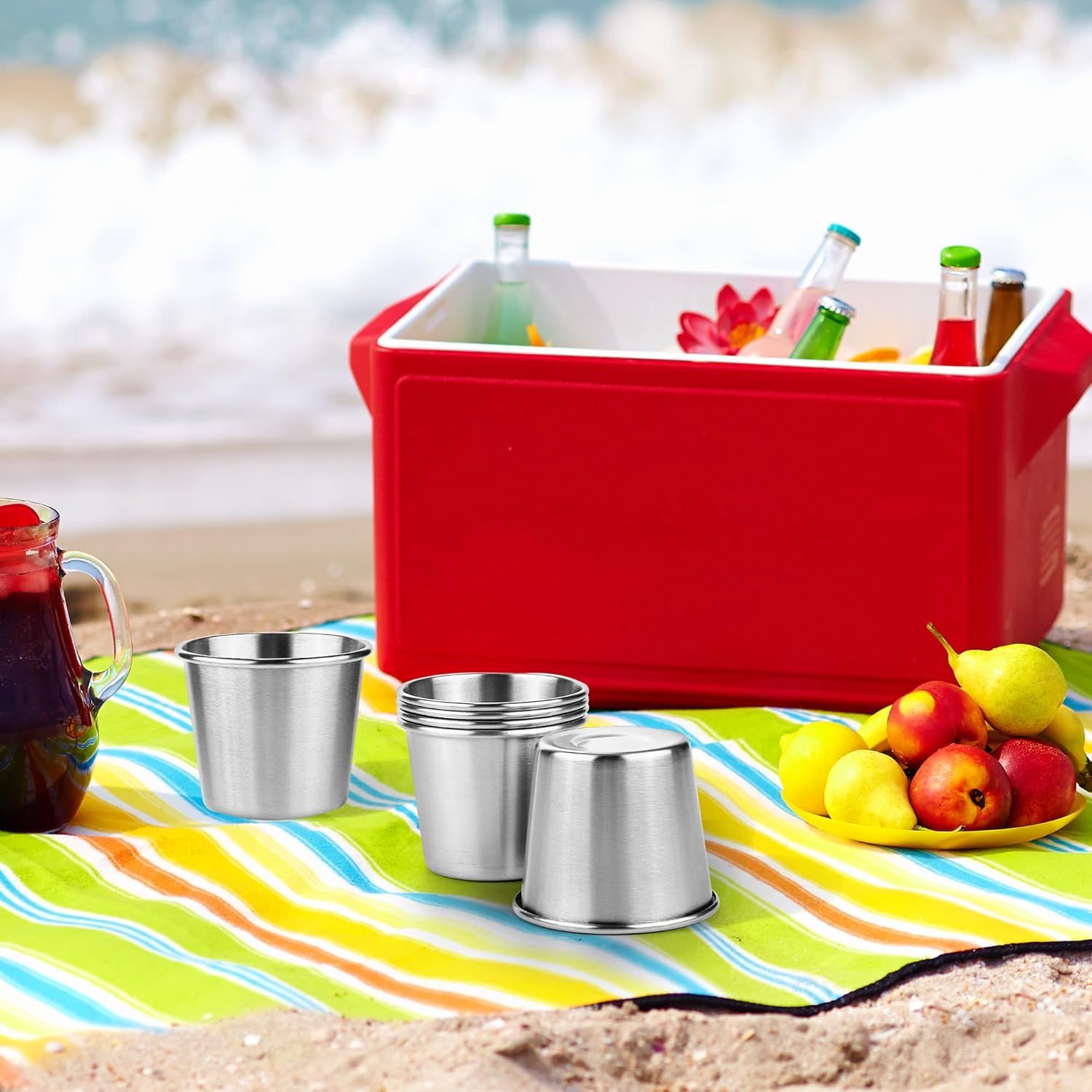 Stainless Steel Kids Cups 7 oz - Stainless Steel Small Children Cups for Home & Outdoor Activities, BPA Free Unbreakable Premium Stackable Metal Drinking Glasses (12-Pack)