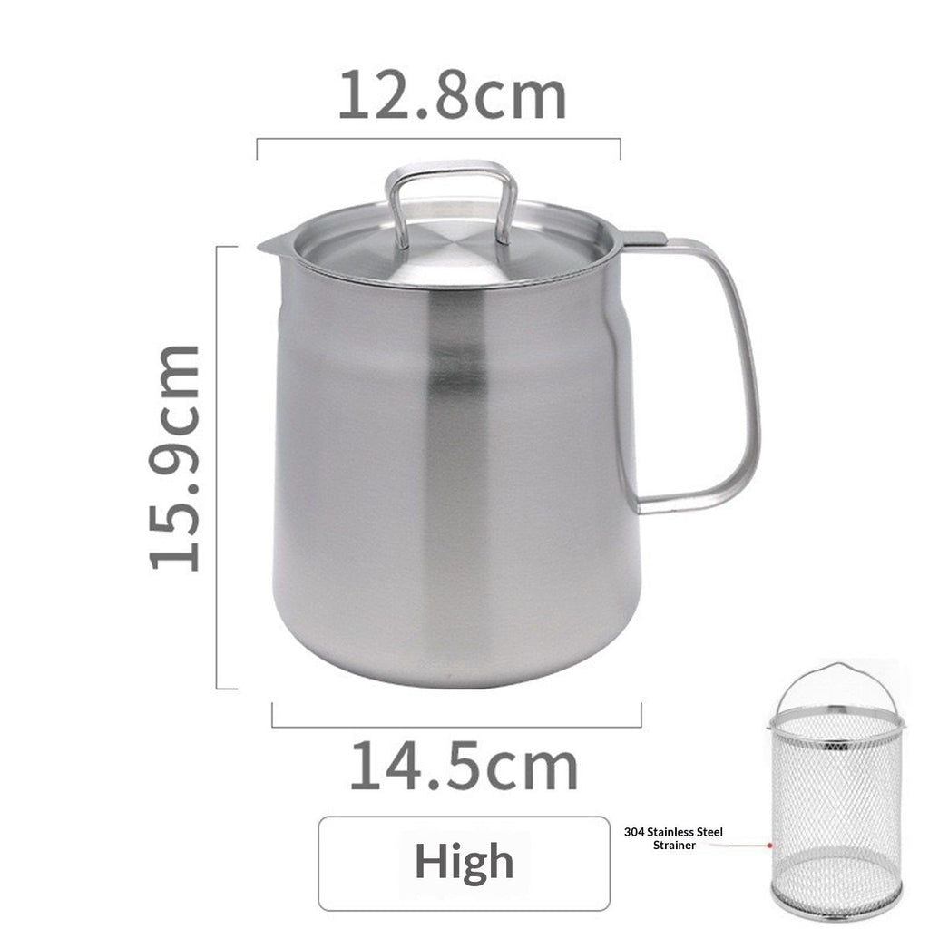Home Deep Fryer Pot, Japanese Tempura Small Stainless Steel Deep Frying Pot, 304 Stainless Steel with Oil Drip Drainer Rack,  Lid, 2L for Kitchen French Fries, Chicken