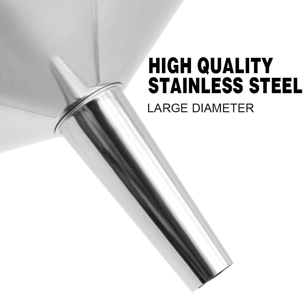Super Large Stainless Steel Large Funnel with Detachable Strainer/Filter for Cooking Oil and Transmission Liquid and Powder, Food Grade Metal Kitchen Funnels