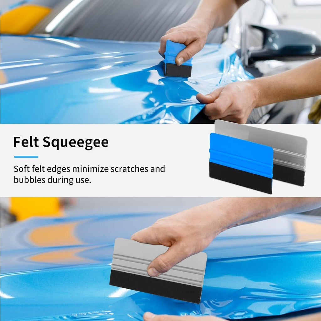 Durable Black Felt Edge Vinyl Squeegee Tool 4-Inch/6 inch, Car Vinyl Film Wrapping Decal Window Tint Work, Professional Scratch Free Squeegee (Pack of 20)