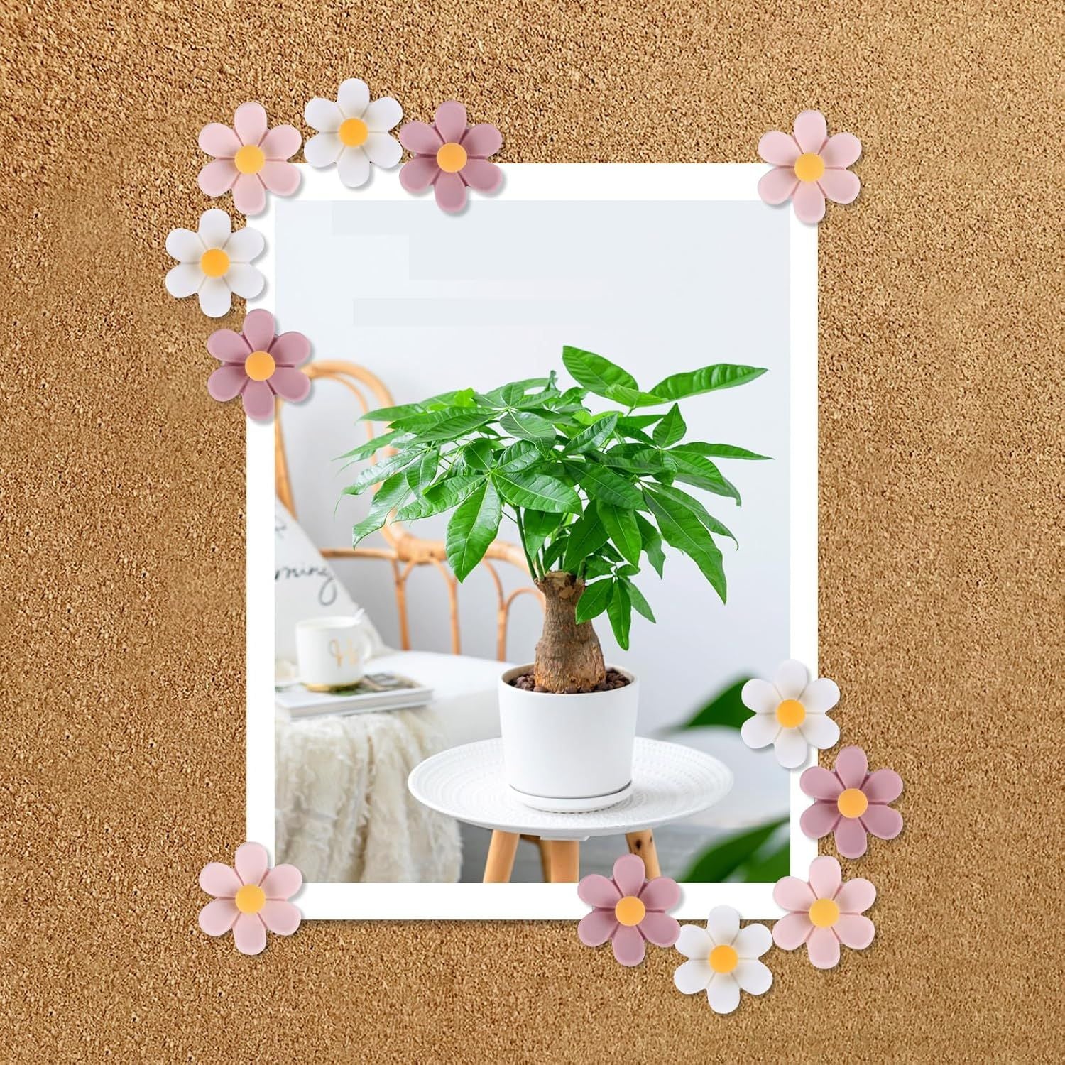 Flower Push Pins, 100pcs Pins for Cork Board Pink Decorative Thumb Tacks Cute Fun Photo Wall, Feature Map, Bulletin Board, Office or Home