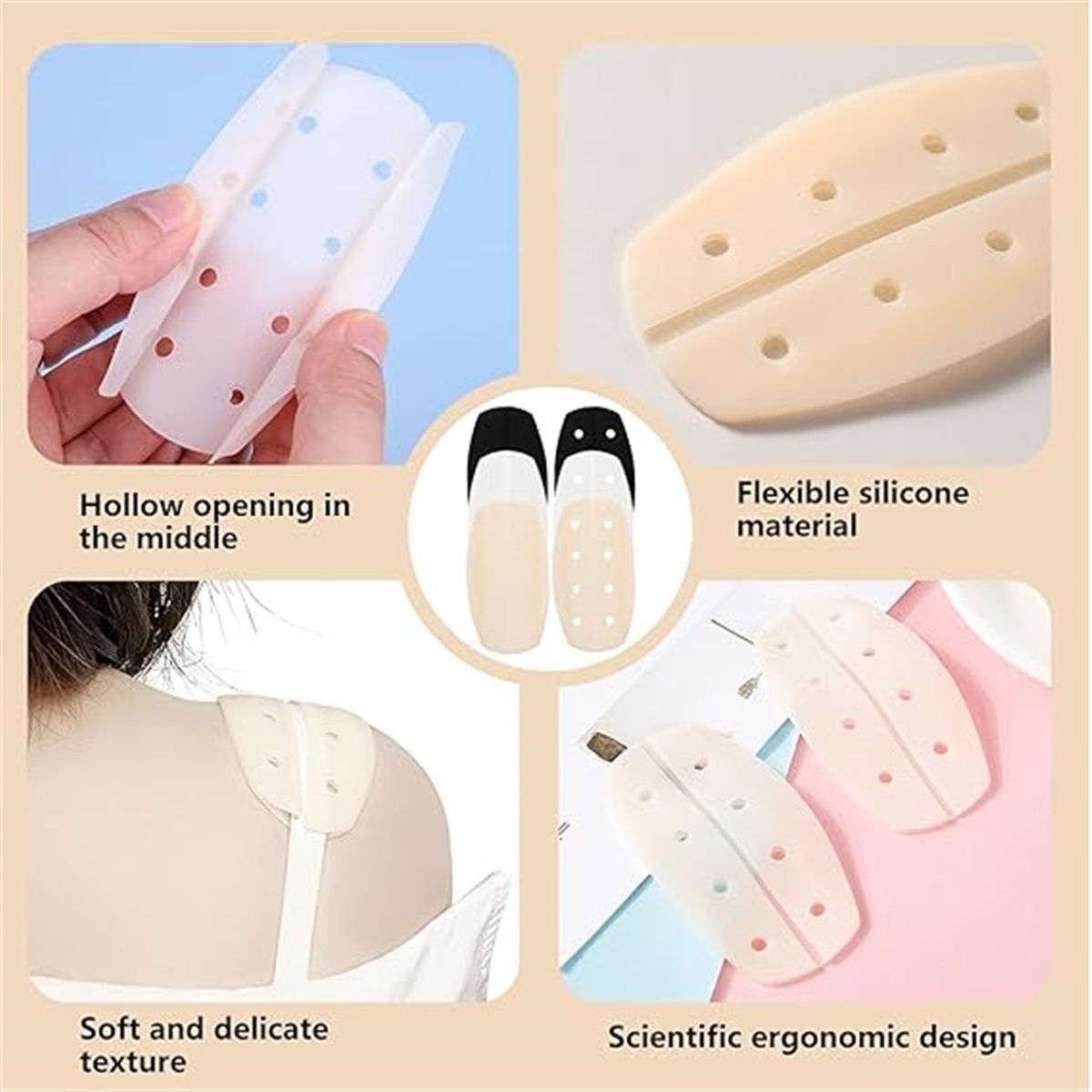Women's Soft Silicone Bra Strap Cushions Holder Non-slip Shoulder Protectors Pads 60pcs/30 pairs（3 colors）