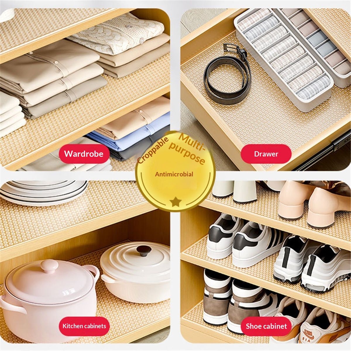 Shelf Liners, 12 in*32.8 ft  Kitchen Drawer Mats, Non-Adhesive EVA Cupboard Protector, Cabinet Lining, Refrigerator Liner (Clear Dot)