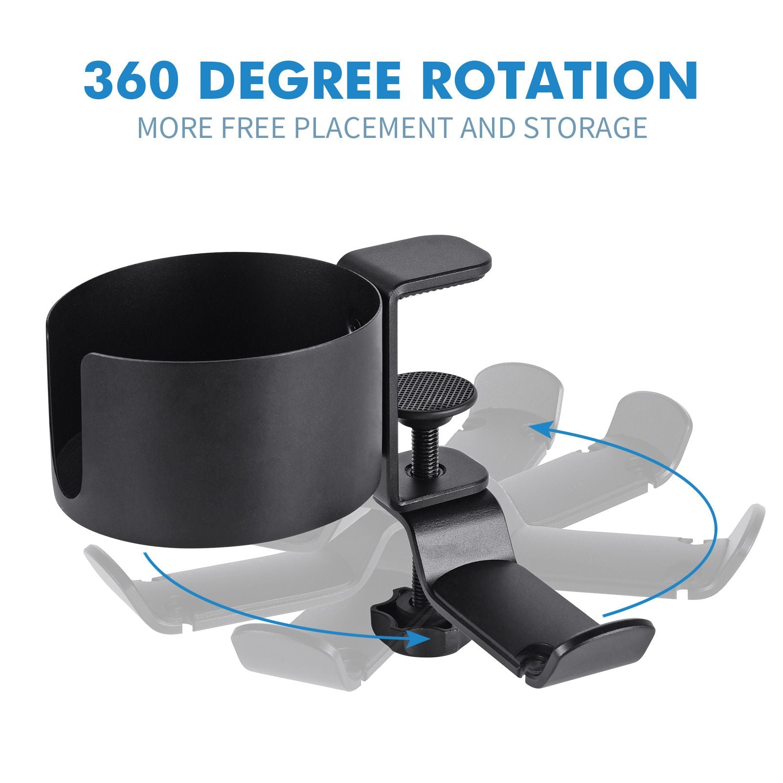 2 in 1 Desk Cup Holder with Headphone Hanger, Anti-Spill Cup Holder for Desk or Table, Easy to Install, Sturdy and Durable, Enough to Hold Coffee Mups, Water Bottles, Headphones