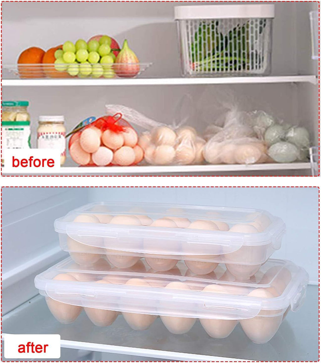 2 Pack Covered Egg Holders For Refrigerator, Plastic Storage Container/ Deviled Egg Tray Carrier with Lid Fits (Can hold 36 eggs)
Only tray