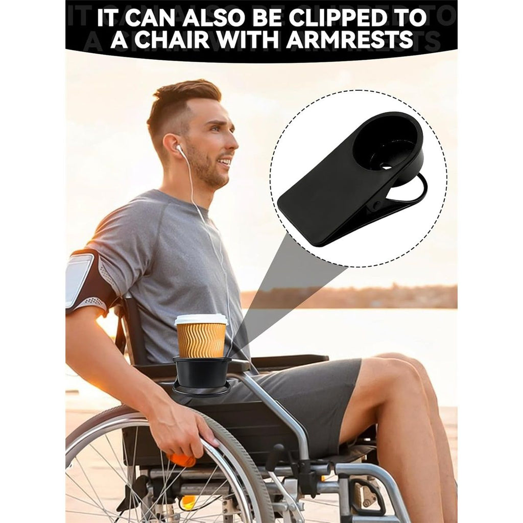 3PCS Drinking Cup Holder Clip,  Chair Desk Bottle Cup Stand DIY Glass Clamp Storage Saucer Clip for Potted Plant Beverage Soda Coffee Mug Holder Clip for Home & Office (Black)