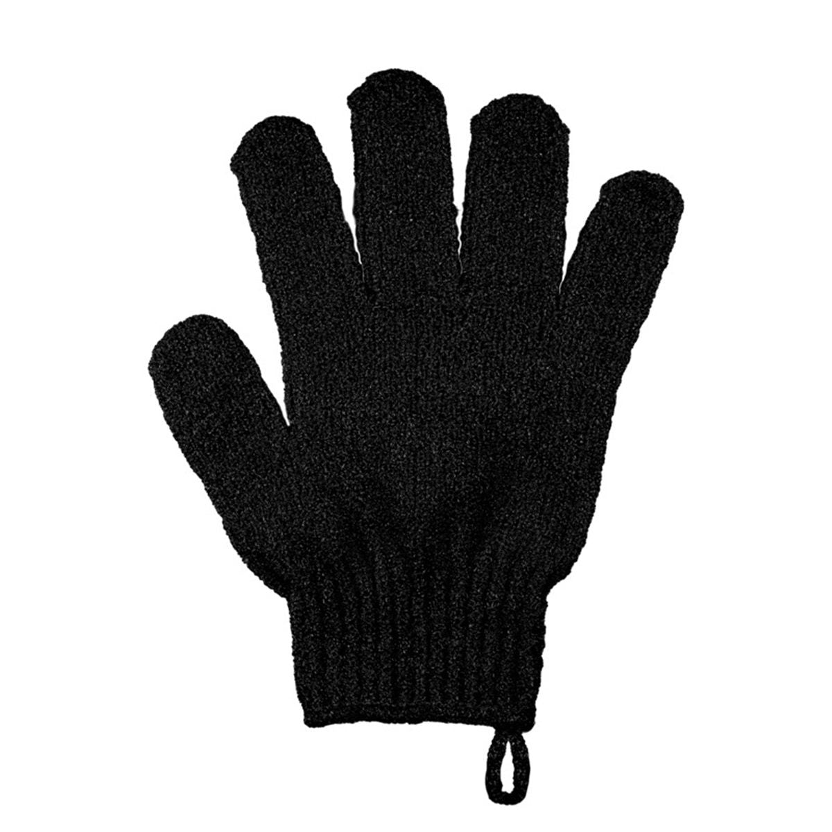 Exfoliating Dual Texture Bath Gloves for Shower, Spa, Massage and Body Scrubs, Dead Skin Cell Remover, Gloves with Hanging Loop (4 Pair Black+Blue Heavy Glove)