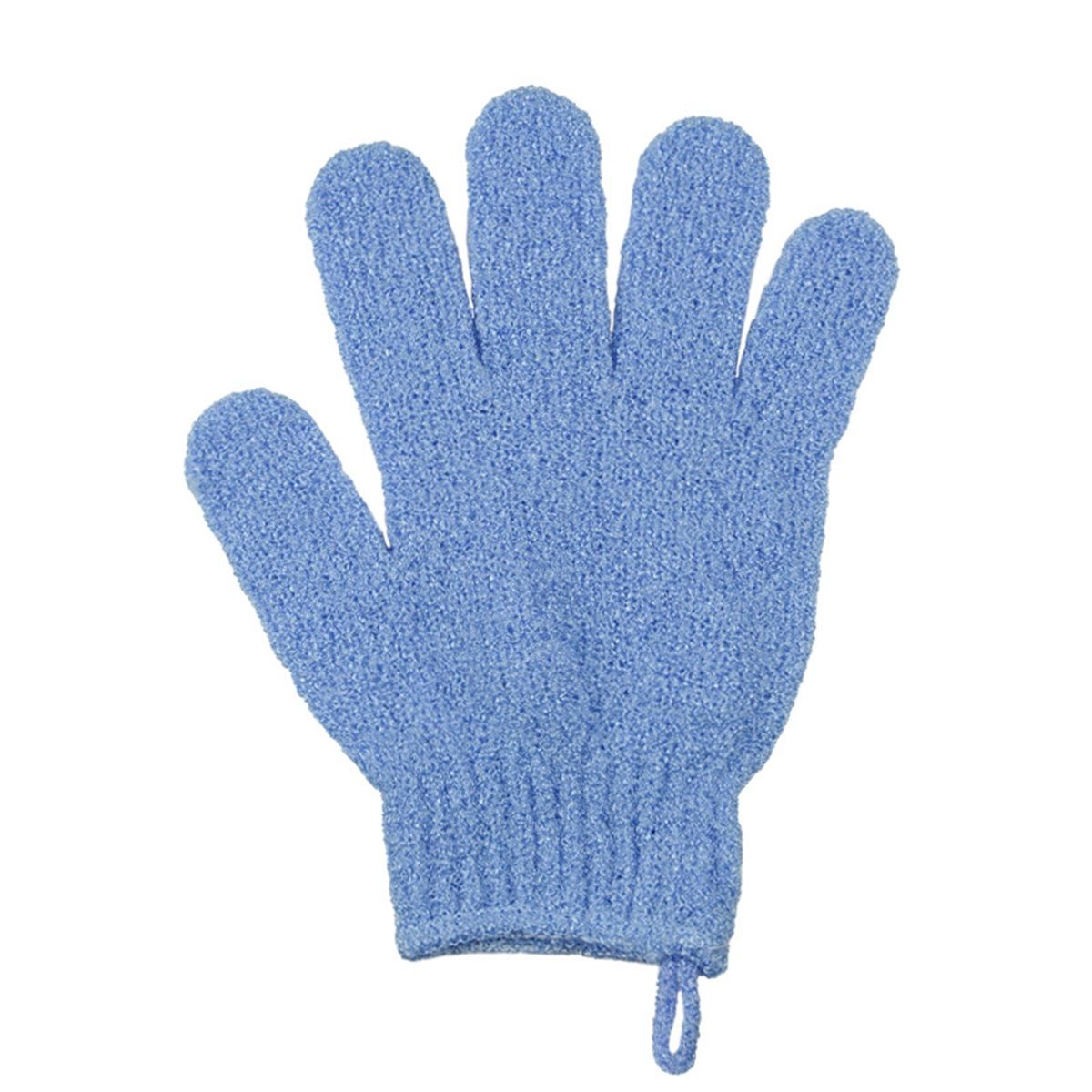 Exfoliating Dual Texture Bath Gloves for Shower, Spa, Massage and Body Scrubs, Dead Skin Cell Remover, Gloves with Hanging Loop (4 Pair Black+Blue Heavy Glove)