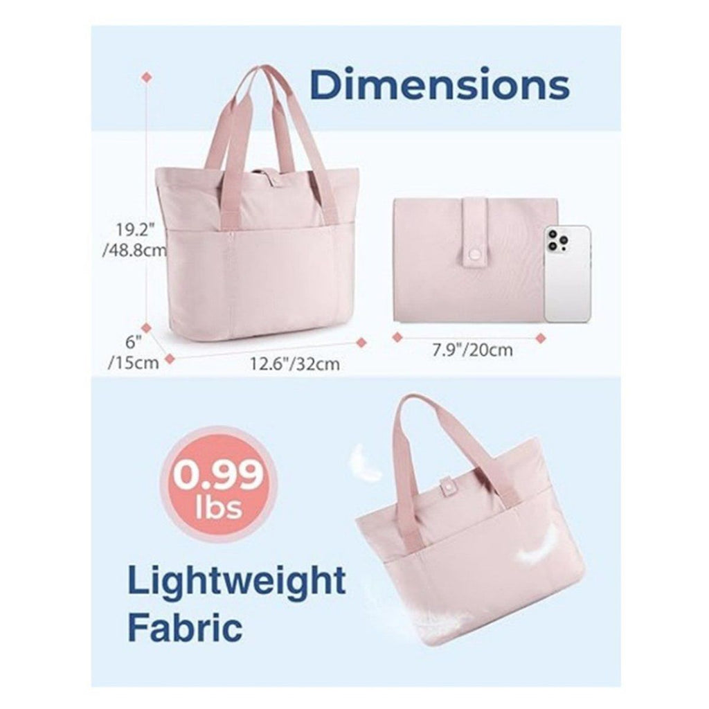Tote Bag for Women, Foldable Tote Bag With Zipper Travel Large Shoulder Bag Handbag for Work-12.6*19.2*6''