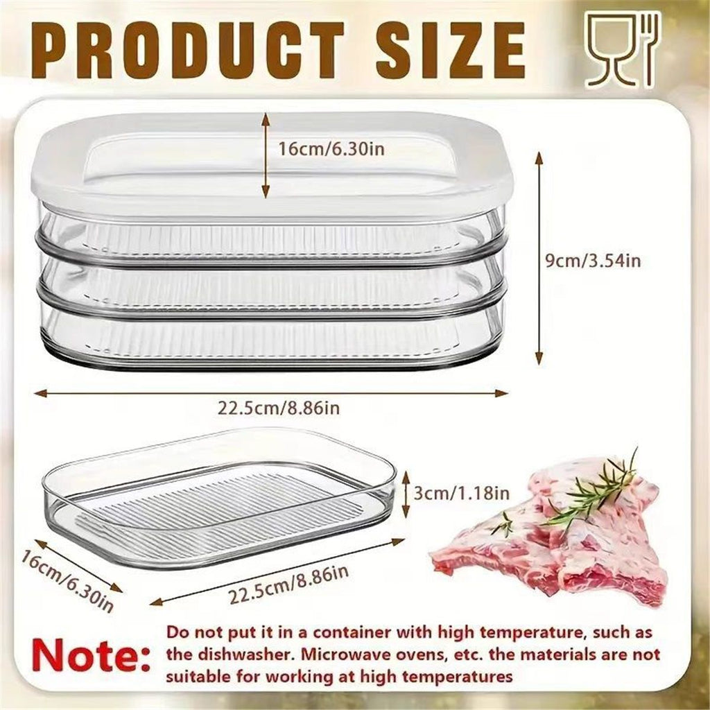 Rounded Stackable Food Storage Box | 3 Compartments with 1 Universal Transparent Framed Lid | Ideal for Cold Cuts, Cheese, and More | BPA-Free, Nordic White (17oz/500ml)