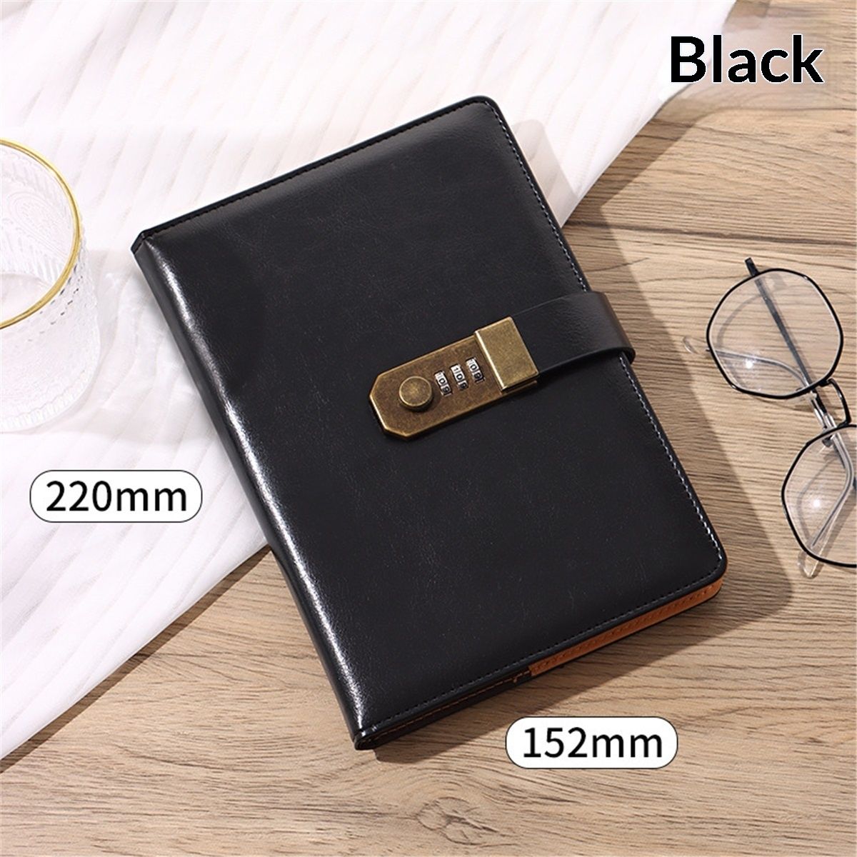 Diary with Lock, A5 PU Leather Journal with Lock 200 Pages, Vintage Locks Journal Password Notebook with Pen, Locks Diary Planner Organizer for Men and Women,Black