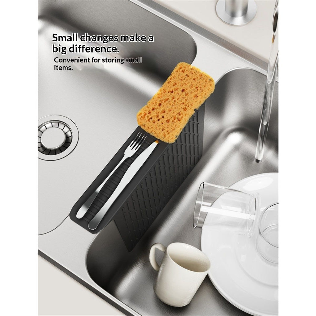Sink Saddle, Kitchen Sink Mat, Divider Protector Mat, No Odor, Super Soft, No Stains, 2pcs （grey+black）