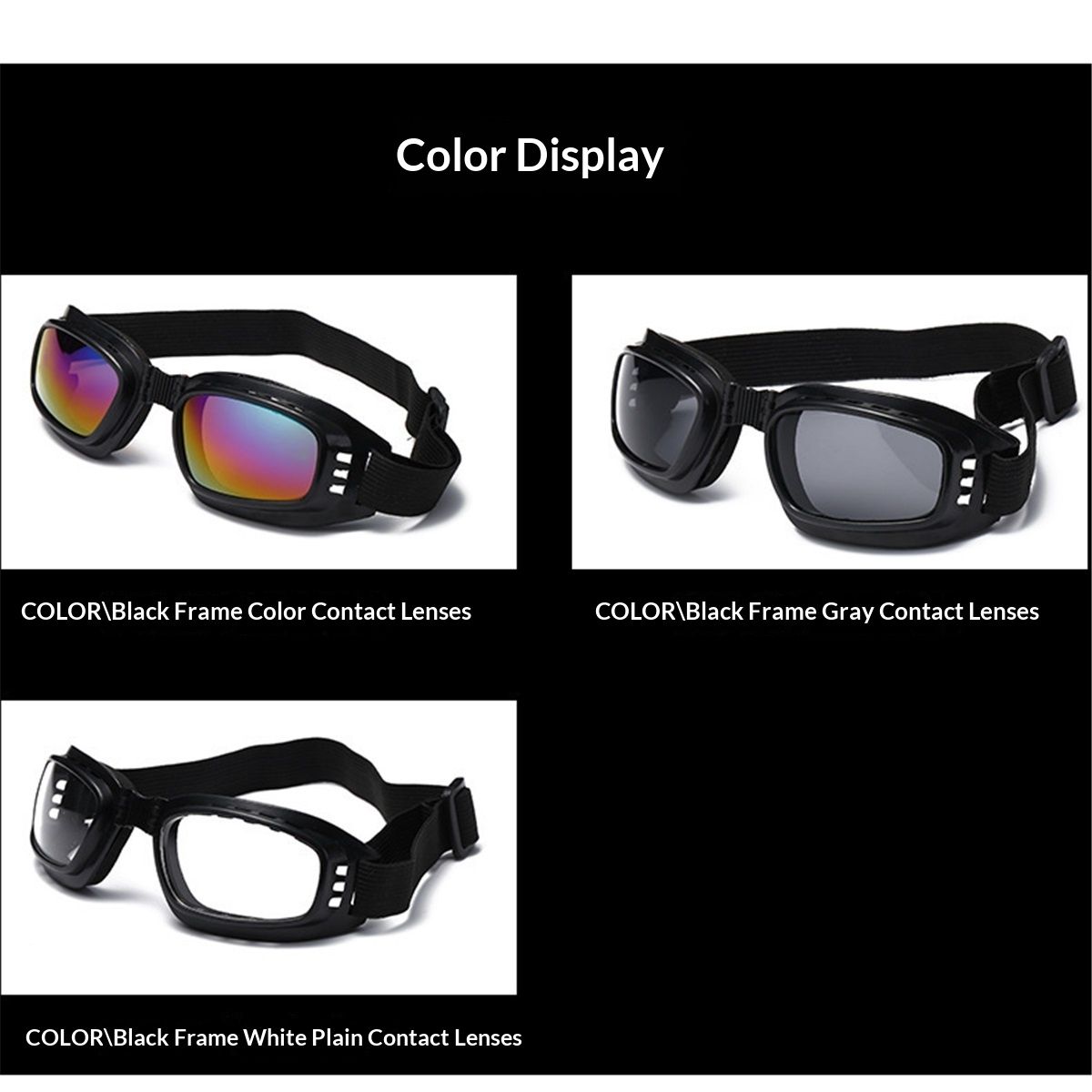 3pcs Dog Sunglasses Dog Goggles Wind Dust Fog Protection Eye Wear Pet Glasses with Adjustable Strap for Motorcycle Car Driving Bike Riding Hiking Swimming