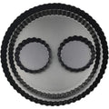 11 & 9 Inch Round Tart Pans with 2Pcs 4'' Mini Pans. Removable Bottom, Non-Stick Coating, Rugged Carbon Steel for Tart Quiche Pie Making. Gift for Christmas Thanksgiving Party Festival Family
