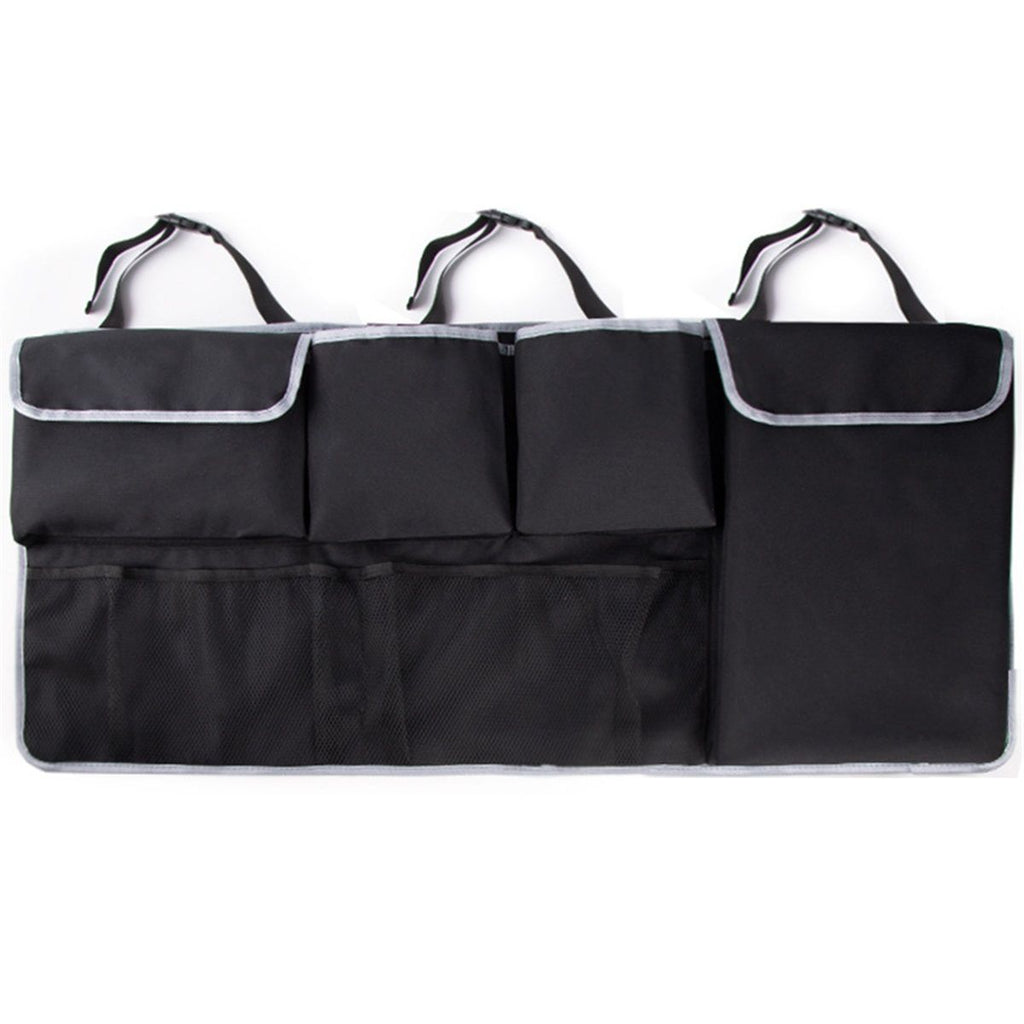 Trunk Hanging Organizer, Backseat Bag, Car Interior Accessories with 4 Pockets & 2 Mesh Pouches for Groceries, Will Provide More Storage Trunk Space for SUV, Jeep, MPVs