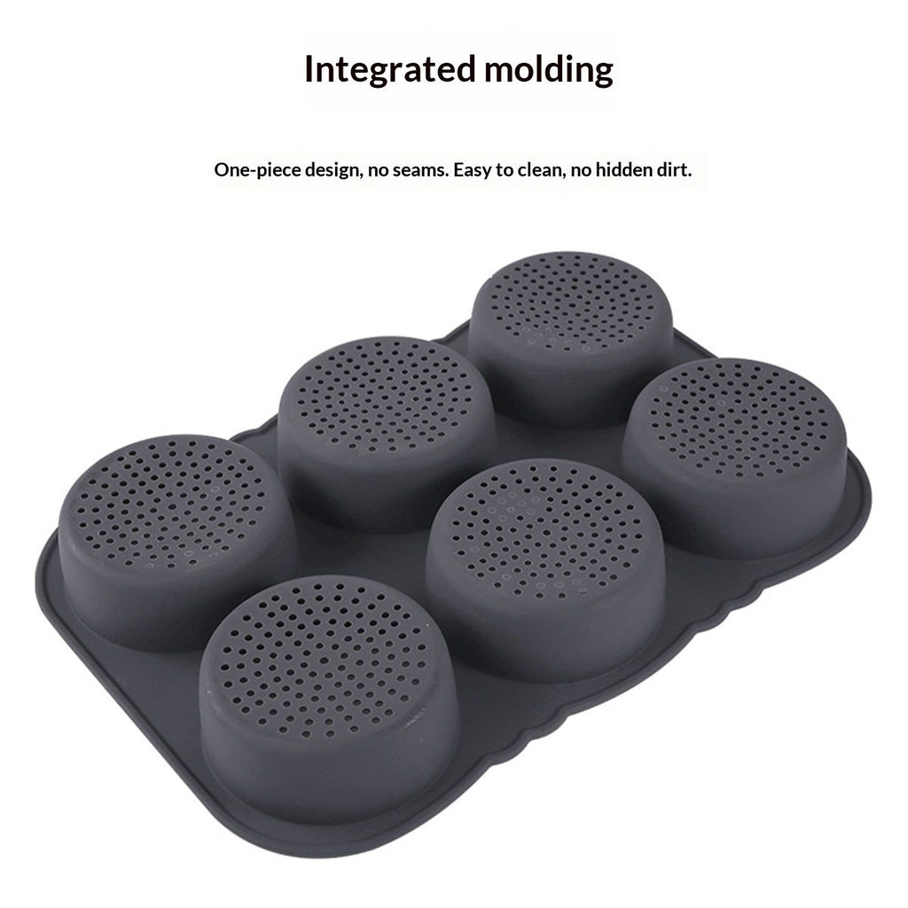 Hamburger Bun Mold, Hamburger Bun Pans for Baking, Burger Bun Pans Nonstick & Heat Resistant,Burger Buns pan, Silicone Homemade Hamburger Bread Mold,6 Cavity Silicone Pans Easy to Release