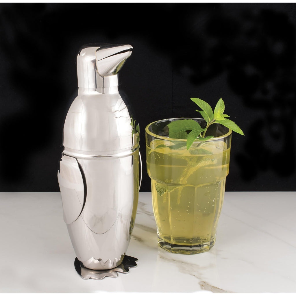 Kitchen Bar Penguin Cocktail Shaker, 18/8 Stainless Steel, Mirror Finish, 3-Piece Set, Holds 17-Ounces