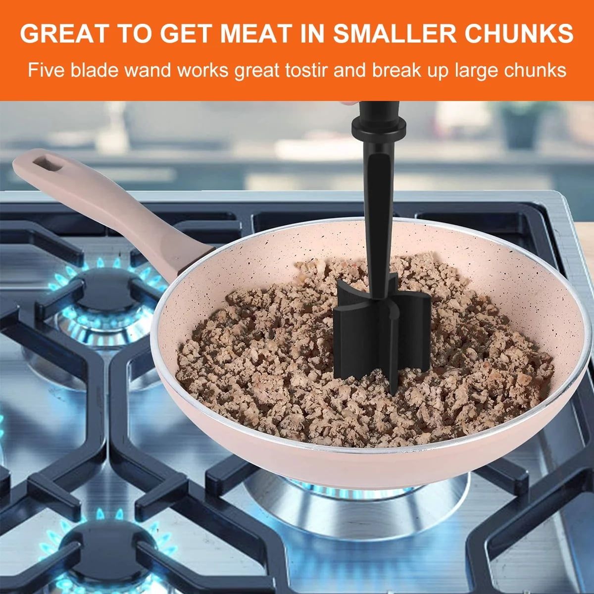 Meat Chopper, Hamburger Grinder, Premium Heat Resistant Smasher for Ground Beef, Burger Grinder Nylon Potato Mix Tool, Meat & Poultry Tenderizers-Black