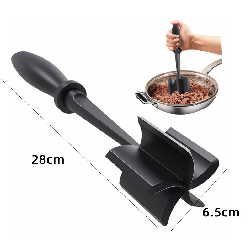 Meat Chopper, Hamburger Grinder, Premium Heat Resistant Smasher for Ground Beef, Burger Grinder Nylon Potato Mix Tool, Meat & Poultry Tenderizers-Black