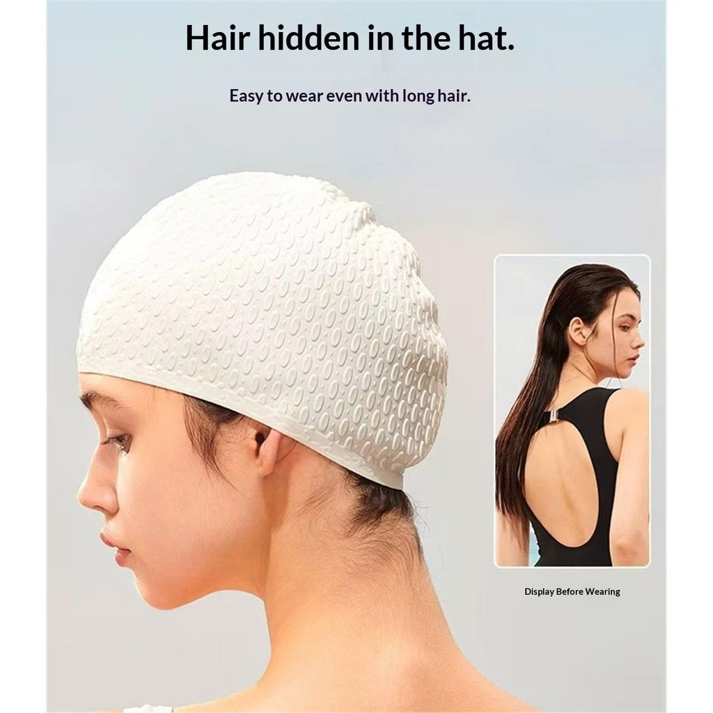2pcs Silicone Swim Cap,Comfortable Bathing Cap Ideal for Curly Short Medium Long Hair, Swimming Cap for Women and Men, Shower Caps Keep Hairstyle Unchanged…