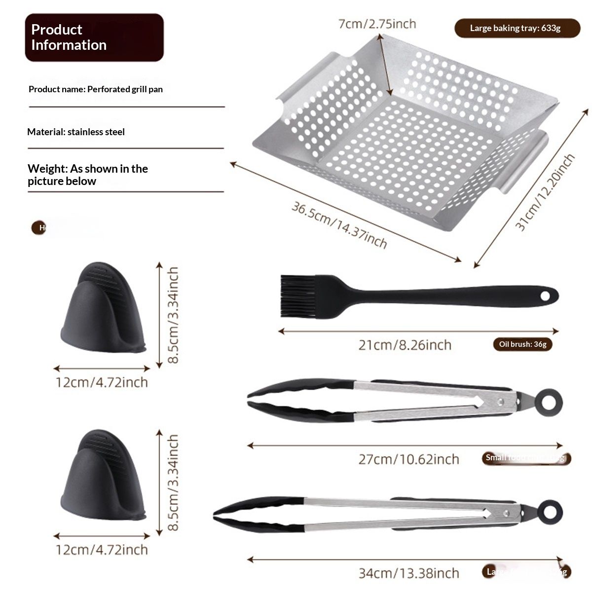 Grill Basket, Stainless Steel Grilling Basket, BBQ Grill Basket Wok  for Vegetable, Kabobs, Shrimps, Heavy Duty Stainless Steel Grilling Accessories for All Grills, Dishwasher Safe