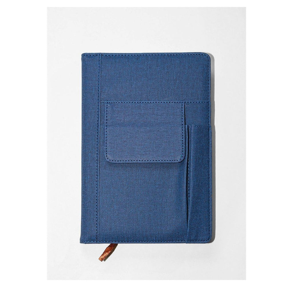 Lined PU Leather Journal Notebook, A5 Size Journal for Women Men,80gsm 200 Pages Thick Paper Notebooks with Pockets, Daily Premium Notebook for Note Taking, Meeting (blue)