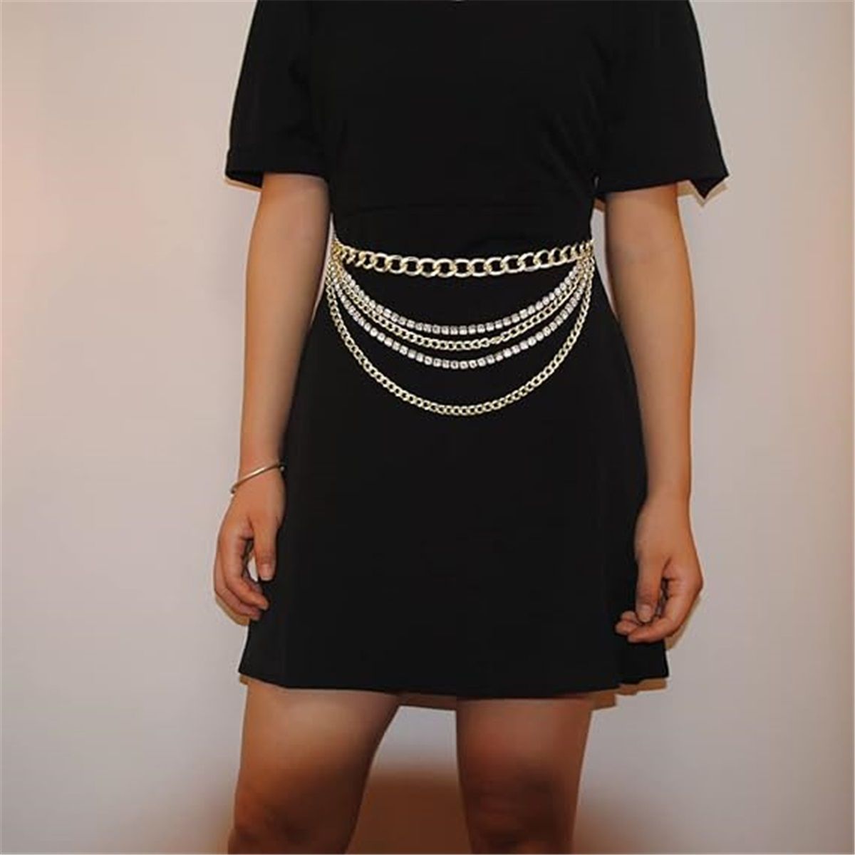 Multilayer Chain Belt Rhinestone Metal Chain Belts for Women Punk Gold Waist Chain 130cm Western Metal Belt for Women Cowgirl Boho Waist Chain Belt for Dresses Jeans Pants