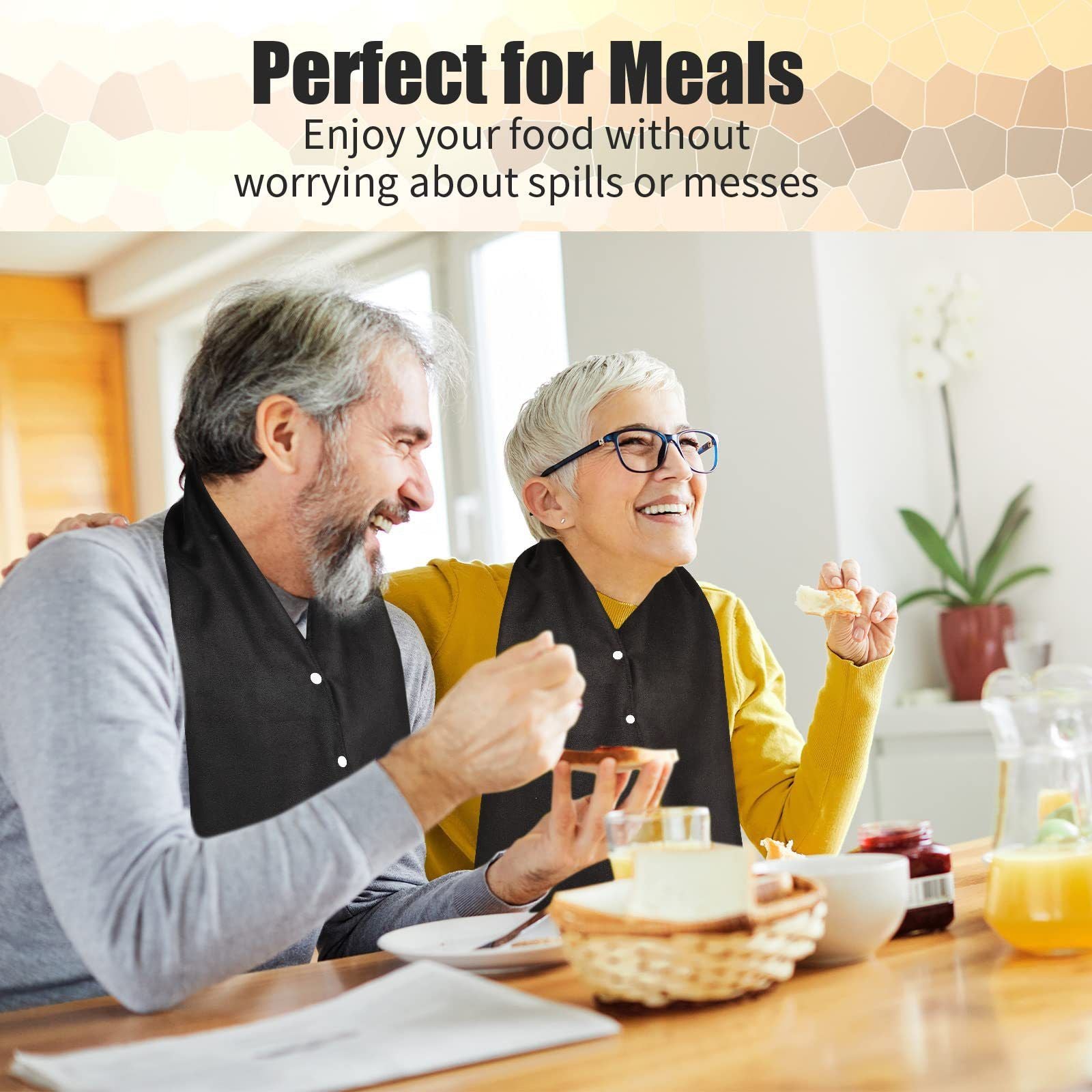 3pcs Adult Bib Scarf Washable and Reusable Dining Clothing Protector Adult Bib for Elderly Senior Citizens Men Women Eating