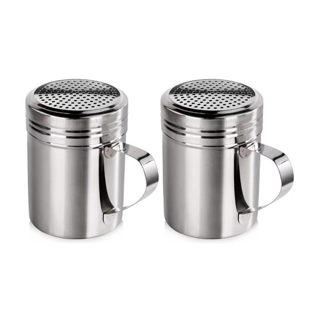 Stainless Steel Dredge Shaker Ideal For Salt, Spice, Sugar, Flour (4, 10 oz) Seasonings Spice Shakers With Holes